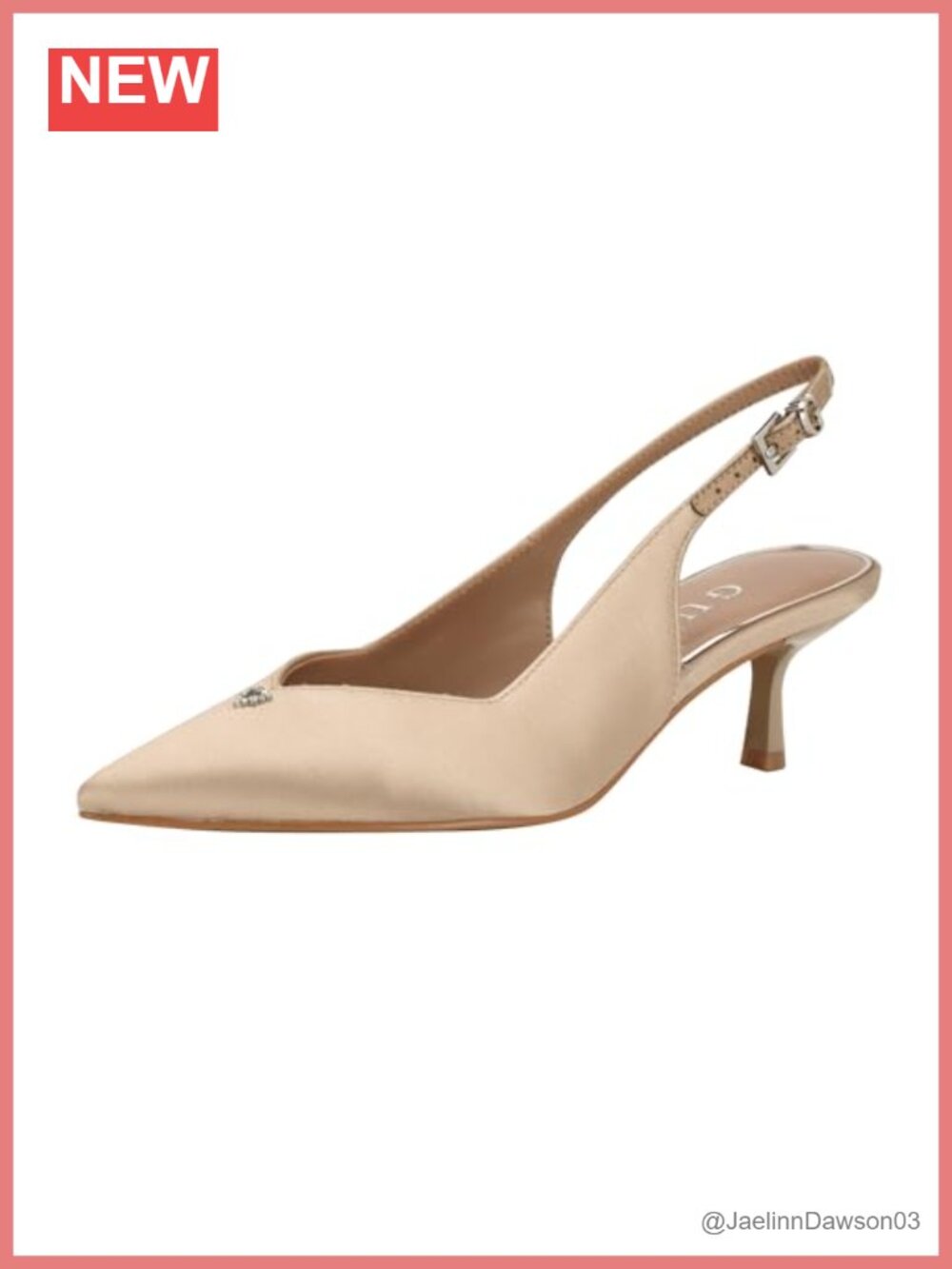Kitten Heel Slingback Pumps Cushioned Pointy Toe Buckle
